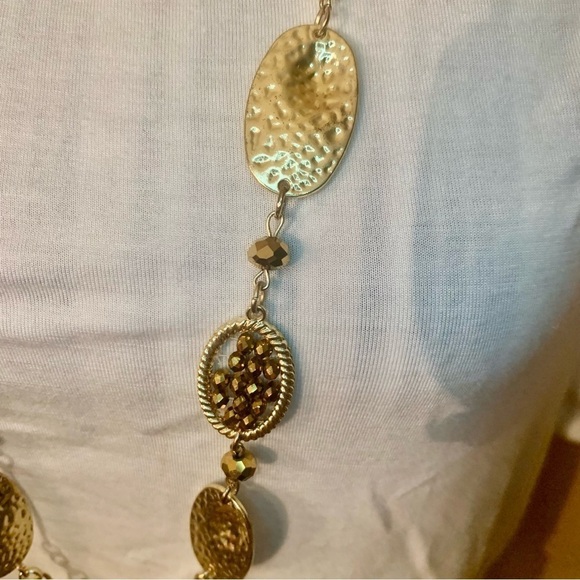 Boho Necklace Long Gold-Tone & Bronze Beaded Perfect Condition Gorgeous! - Picture 6 of 16